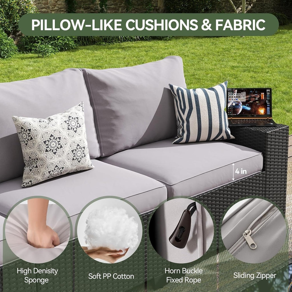 Ensemble de meubles de jardin avec coussins de 10 cm d'épaisseur