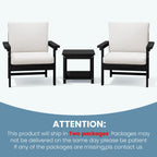 Ensemble de conversation pour patio extérieur en PEHD, 2 fauteuils et table d'appoint double, coussins amovibles inclus