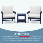 Ensemble de conversation pour patio extérieur en PEHD, 2 fauteuils et table d'appoint double, coussins amovibles inclus