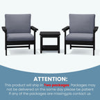 Ensemble de conversation pour patio extérieur en PEHD, 2 fauteuils et table d'appoint double, coussins amovibles inclus