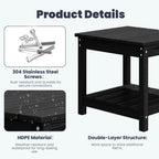 Ensemble de conversation pour patio extérieur en PEHD, 2 fauteuils et table d'appoint double, coussins amovibles inclus