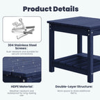 Ensemble de conversation pour patio extérieur en PEHD, 2 fauteuils et table d'appoint double, coussins amovibles inclus