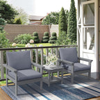 Ensemble de conversation pour patio extérieur en PEHD, 2 fauteuils et table d'appoint double, coussins amovibles inclus
