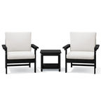 Ensemble de conversation pour patio extérieur en PEHD, 2 fauteuils et table d'appoint double, coussins amovibles inclus