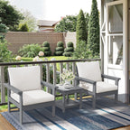 Ensemble de conversation pour patio extérieur en PEHD, 2 fauteuils et table d'appoint double, coussins amovibles inclus