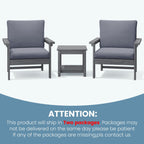 Ensemble de conversation pour patio extérieur en PEHD, 2 fauteuils et table d'appoint double, coussins amovibles inclus