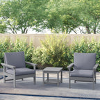 Ensemble de conversation pour patio extérieur en PEHD, 2 fauteuils et table d'appoint double, coussins amovibles inclus