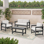 Ensemble de canapé et table sectionnels en PEHD pour patio extérieur, coussins amovibles inclus, une causeuse et deux canapés simples