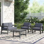 Ensemble de canapé et table sectionnels en PEHD pour patio extérieur, coussins amovibles inclus, une causeuse et deux canapés simples