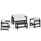 Ensemble de canapé et table sectionnels en PEHD pour patio extérieur, coussins amovibles inclus, une causeuse et deux canapés simples