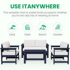Ensemble de canapé et table sectionnels en PEHD pour patio extérieur, coussins amovibles inclus, une causeuse et deux canapés simples