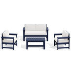 Ensemble de canapé et table sectionnels en PEHD pour patio extérieur, coussins amovibles inclus, une causeuse et deux canapés simples