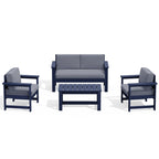 Ensemble de canapé et table sectionnels en PEHD pour patio extérieur, coussins amovibles inclus, une causeuse et deux canapés simples