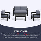 Ensemble de canapé et table sectionnels en PEHD pour patio extérieur, coussins amovibles inclus, une causeuse et deux canapés simples