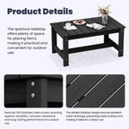 Ensemble de canapé et table sectionnels en PEHD pour patio extérieur, coussins amovibles inclus, une causeuse et deux canapés simples