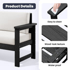 Ensemble de canapé et table sectionnels en PEHD pour patio extérieur, coussins amovibles inclus, une causeuse et deux canapés simples