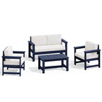 Ensemble de canapé et table sectionnels en PEHD pour patio extérieur, coussins amovibles inclus, une causeuse et deux canapés simples