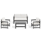 Ensemble de canapé et table sectionnels en PEHD pour patio extérieur, coussins amovibles inclus, une causeuse et deux canapés simples