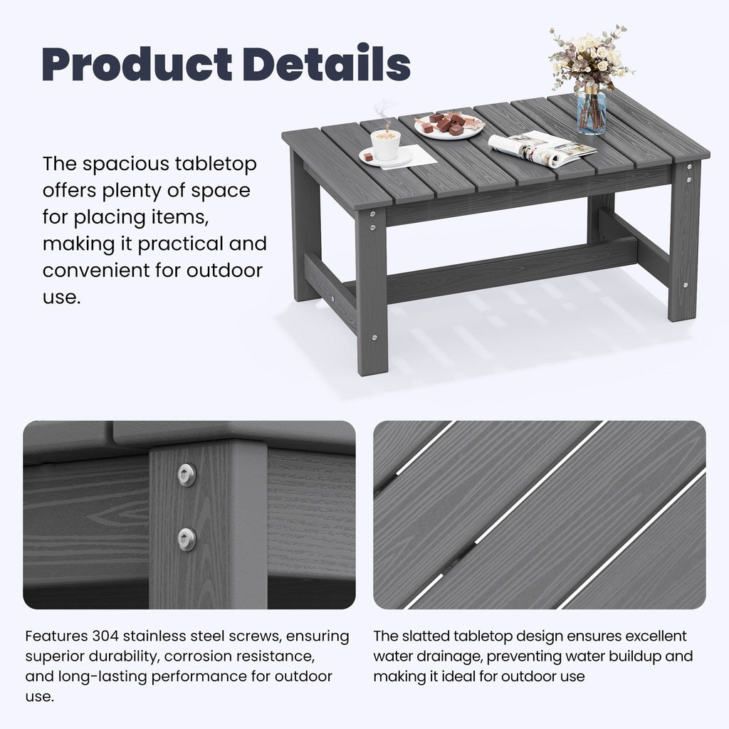 Ensemble de canapé et table sectionnels en PEHD pour patio extérieur, coussins amovibles inclus, une causeuse et deux canapés simples