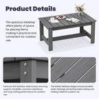 Ensemble de canapé et table sectionnels en PEHD pour patio extérieur, coussins amovibles inclus, une causeuse et deux canapés simples