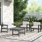 Ensemble de canapé et table sectionnels en PEHD pour patio extérieur, coussins amovibles inclus, une causeuse et deux canapés simples
