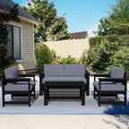 Ensemble de canapé et table sectionnels en PEHD pour patio extérieur, coussins amovibles inclus, une causeuse et deux canapés simples