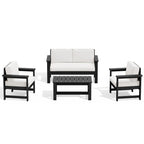 Ensemble de canapé et table sectionnels en PEHD pour patio extérieur, coussins amovibles inclus, une causeuse et deux canapés simples