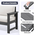 Ensemble de canapé et table sectionnels en PEHD pour patio extérieur, coussins amovibles inclus, une causeuse et deux canapés simples