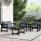 Ensemble de canapé et table sectionnels en PEHD pour patio extérieur, coussins amovibles inclus, une causeuse et deux canapés simples