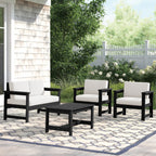 Ensemble de canapé et table sectionnels en PEHD pour patio extérieur, coussins amovibles inclus, une causeuse et deux canapés simples