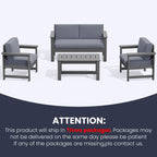 Ensemble de canapé et table sectionnels en PEHD pour patio extérieur, coussins amovibles inclus, une causeuse et deux canapés simples