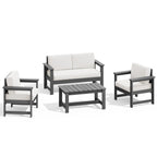 Ensemble de canapé et table sectionnels en PEHD pour patio extérieur, coussins amovibles inclus, une causeuse et deux canapés simples
