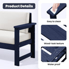 Ensemble de canapé et table sectionnels en PEHD pour patio extérieur, coussins amovibles inclus, une causeuse et deux canapés simples