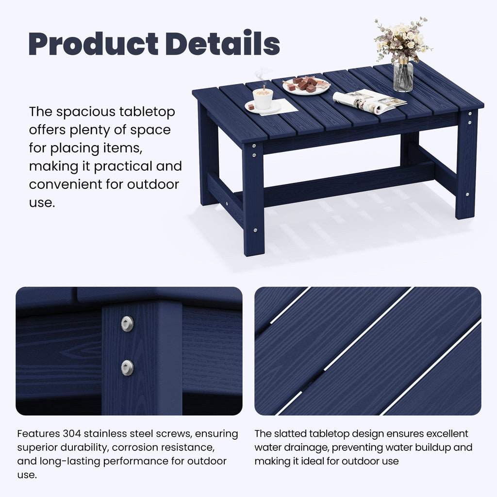 Ensemble de canapé et table sectionnels en PEHD pour patio extérieur, coussins amovibles inclus, une causeuse et deux canapés simples