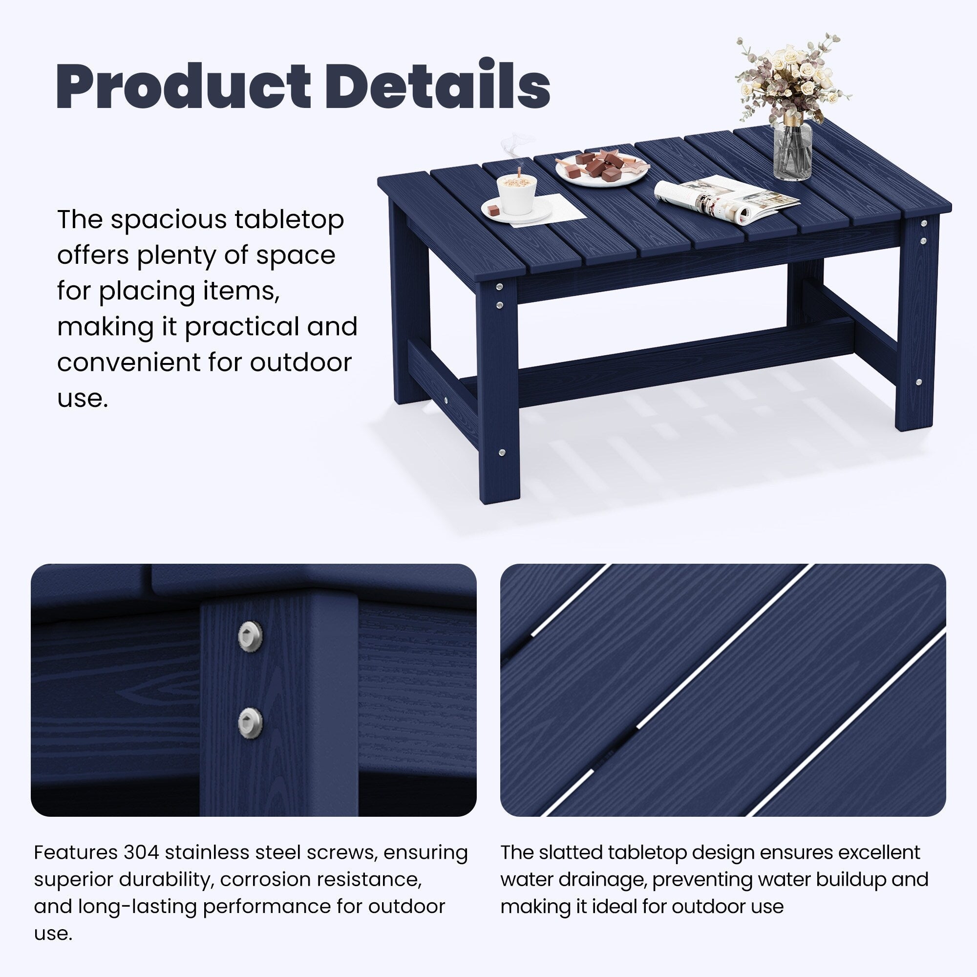 Ensemble de canapé et table sectionnels en PEHD pour patio extérieur, coussins amovibles inclus, une causeuse et deux canapés simples