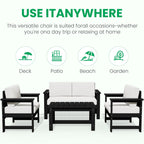 Ensemble de canapé et table sectionnels en PEHD pour patio extérieur, coussins amovibles inclus, une causeuse et deux canapés simples