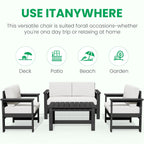 Ensemble de canapé et table sectionnels en PEHD pour patio extérieur, coussins amovibles inclus, une causeuse et deux canapés simples