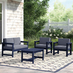 Ensemble de canapé et table sectionnels en PEHD pour patio extérieur, coussins amovibles inclus, une causeuse et deux canapés simples