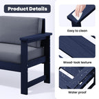 Ensemble de canapé et table sectionnels en PEHD pour patio extérieur, coussins amovibles inclus, une causeuse et deux canapés simples
