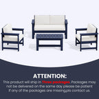 Ensemble de canapé et table sectionnels en PEHD pour patio extérieur, coussins amovibles inclus, une causeuse et deux canapés simples