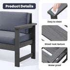 Ensemble de canapé et table sectionnels en PEHD pour patio extérieur, coussins amovibles inclus, une causeuse et deux canapés simples