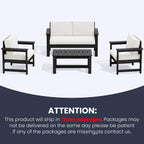Ensemble de canapé et table sectionnels en PEHD pour patio extérieur, coussins amovibles inclus, une causeuse et deux canapés simples