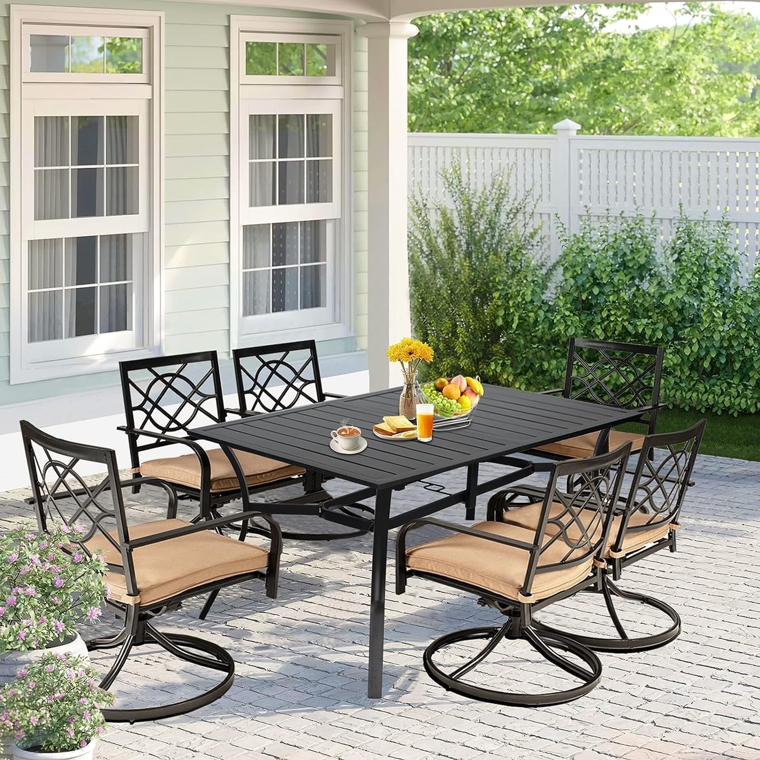 Ensemble de salle à manger d'extérieur en métal 5/7 pièces pour patio
