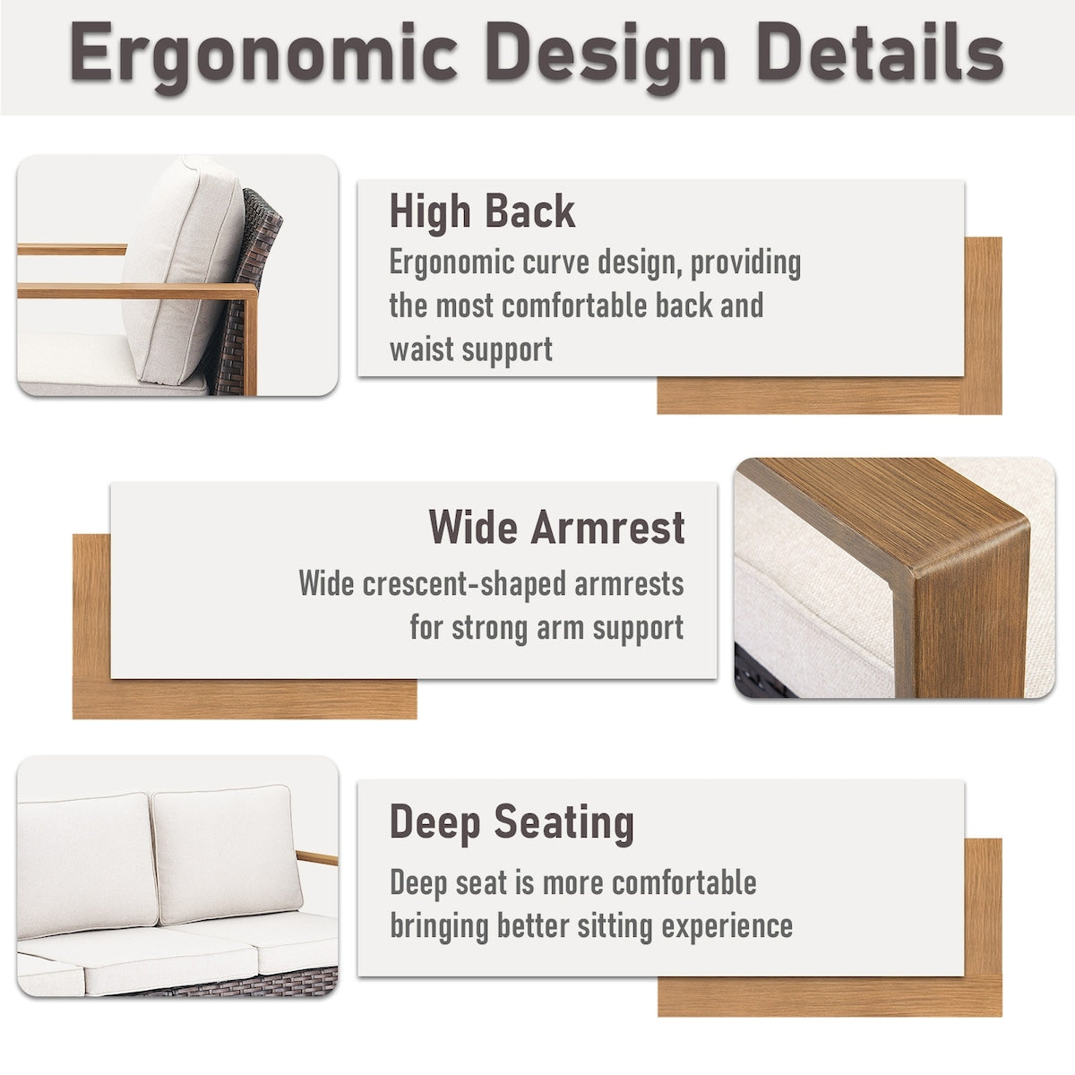 Ensemble de canapés et fauteuils pivotants d'extérieur Gymojoy - Marron