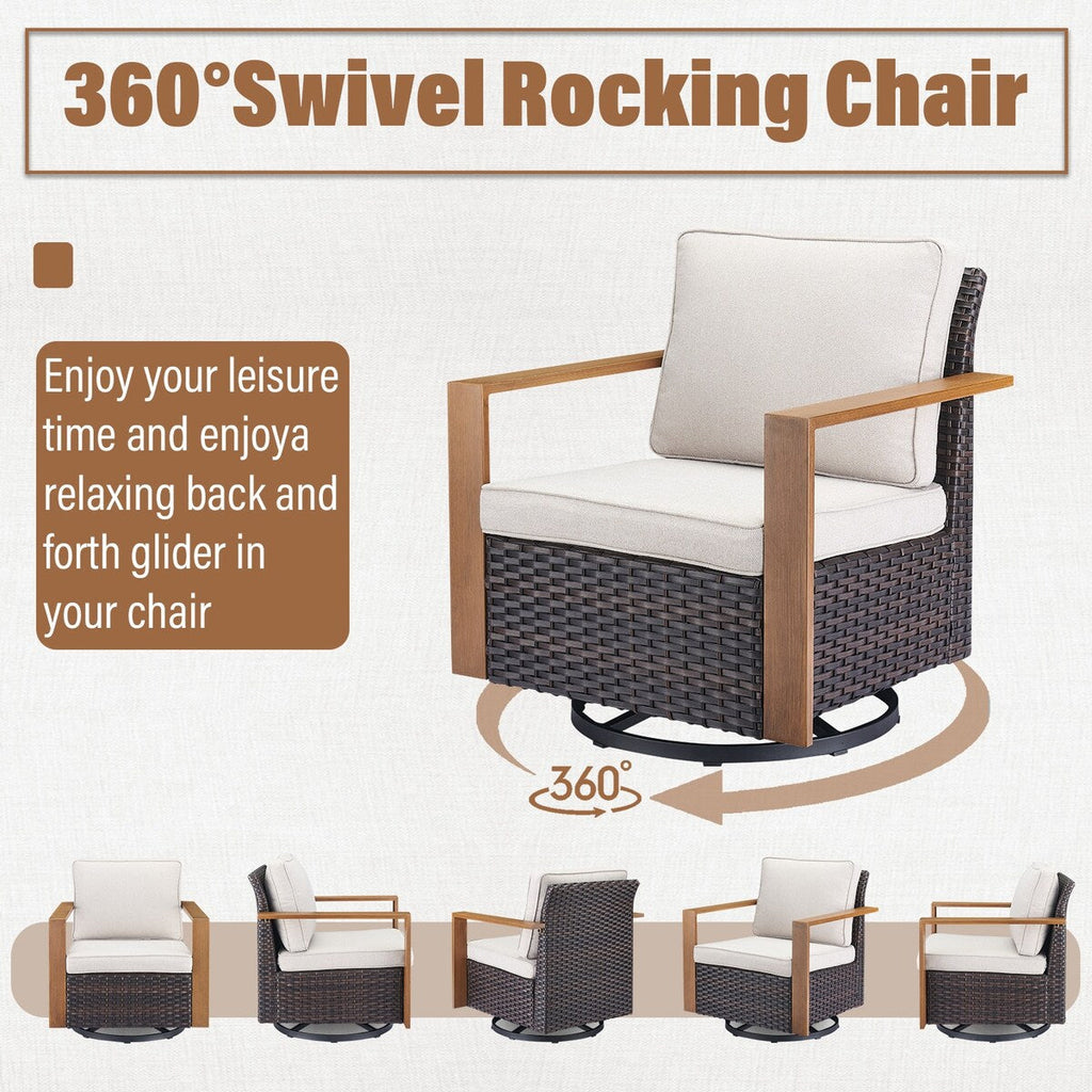 Ensemble de canapés et fauteuils pivotants d'extérieur Gymojoy - Marron