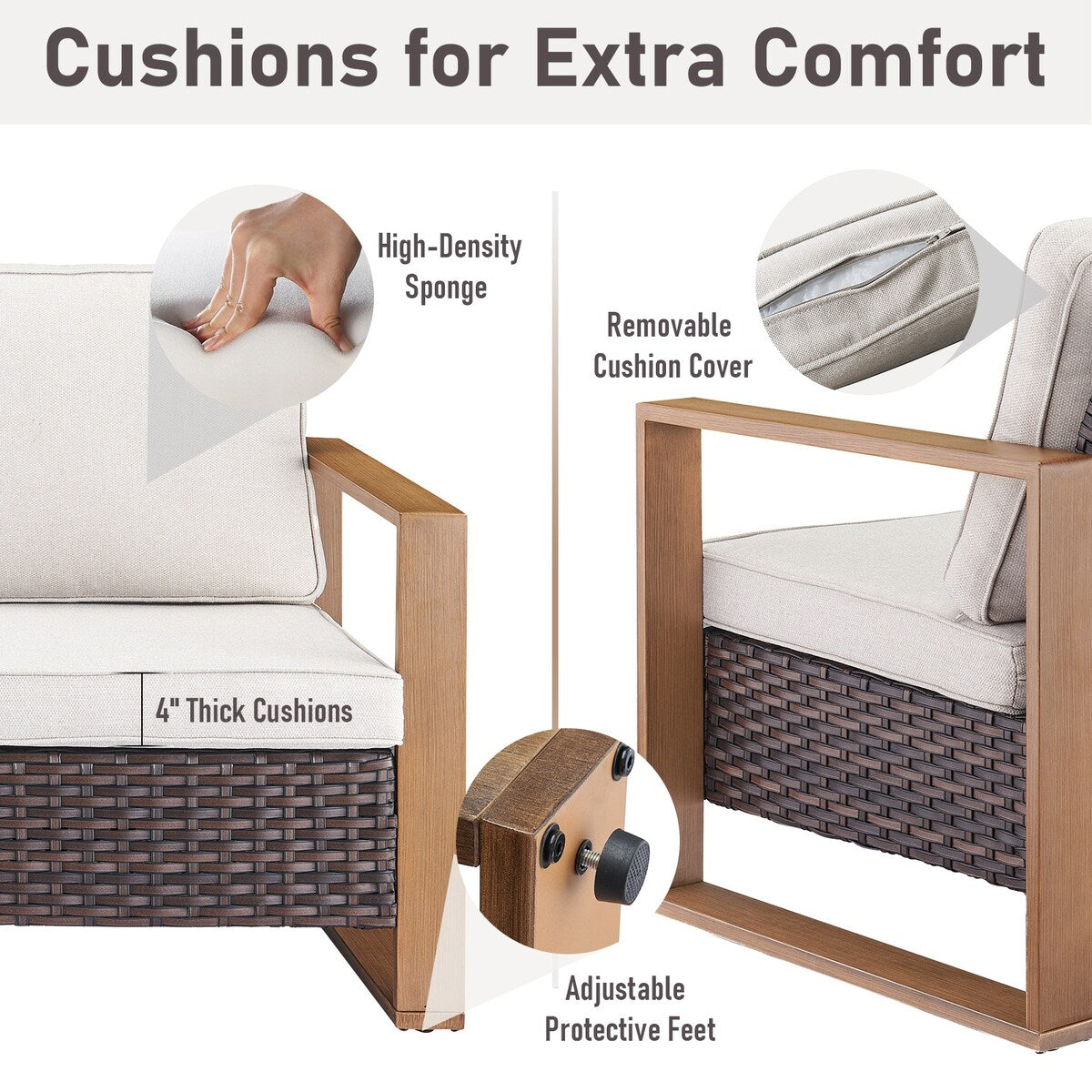 Ensemble de canapés et fauteuils pivotants d'extérieur Gymojoy - Marron