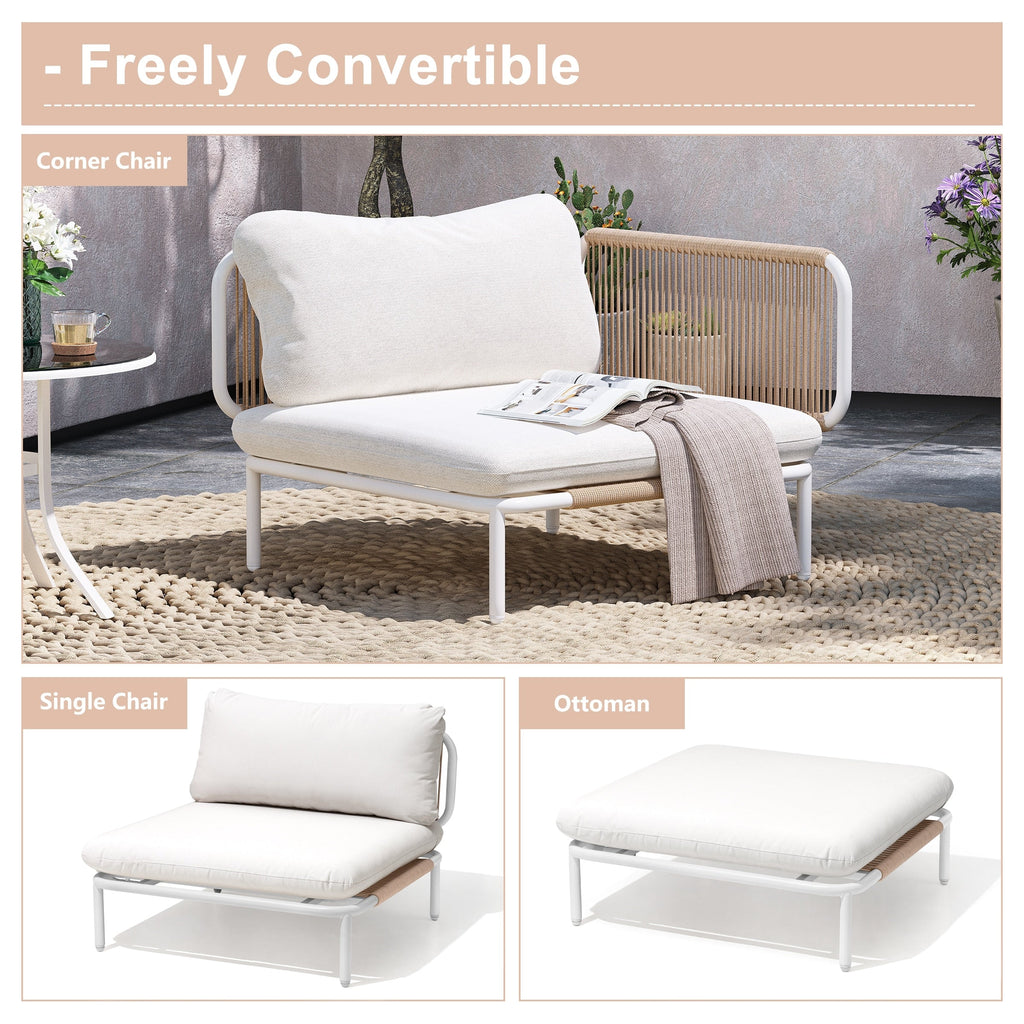 Ensemble de canapé sectionnel rembourré pour extérieur, ensemble de conversation pour meubles de patio, combinaison libre