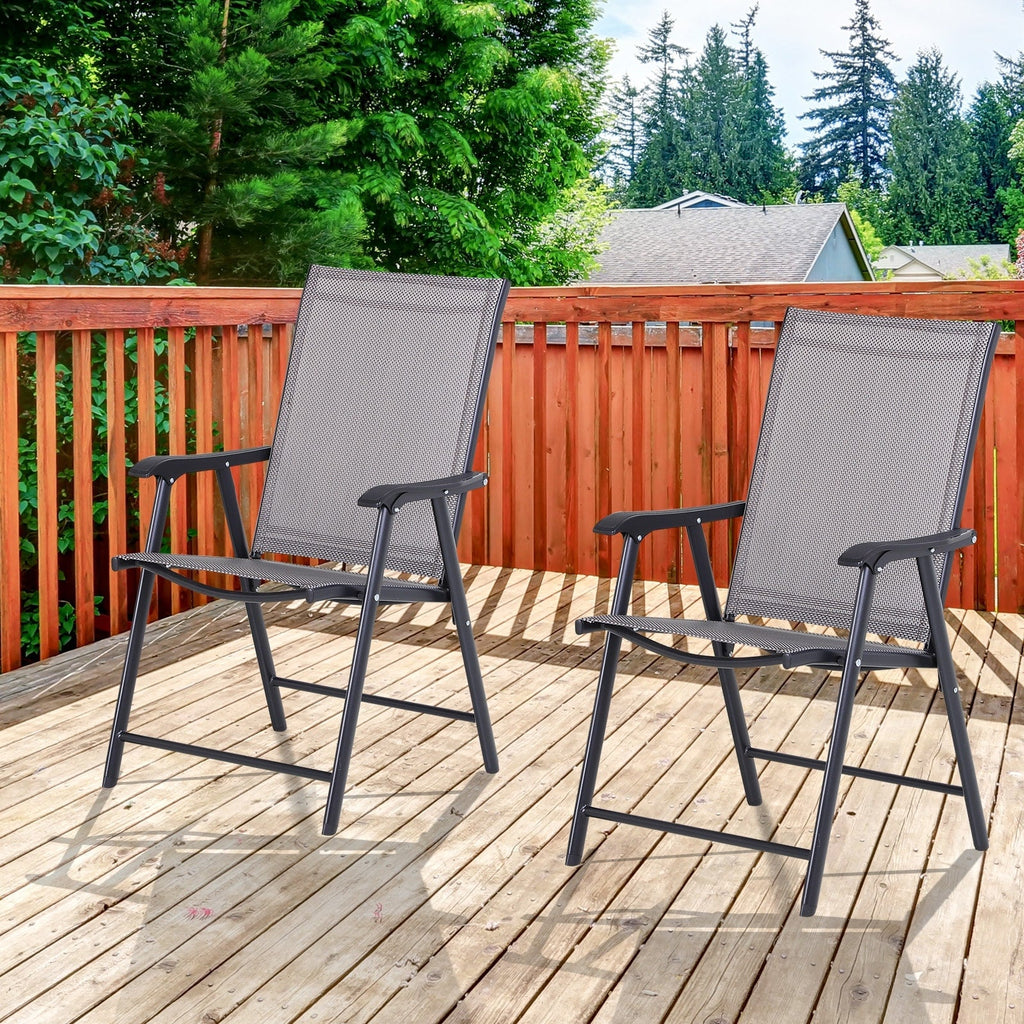 Chaises de patio pliantes grises Podena (lot de 2) par Havenside Home