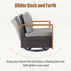 Fauteuil pivotant d'extérieur Gymojoy avec canapé, fauteuil club et poufs - Marron