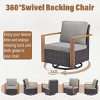 Fauteuil pivotant d'extérieur Gymojoy avec canapé, fauteuil club et poufs - Marron